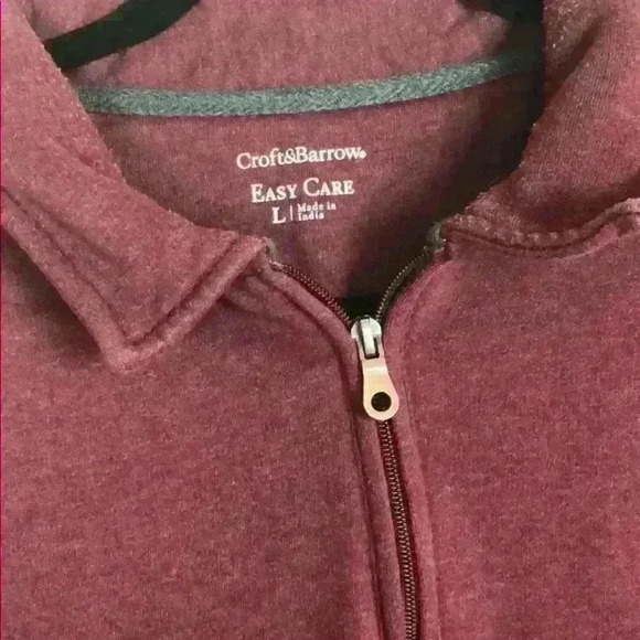 Men’s Croft & Barrow Maroon Zip-Up V-Neck Size: L - Picture 2 of 4